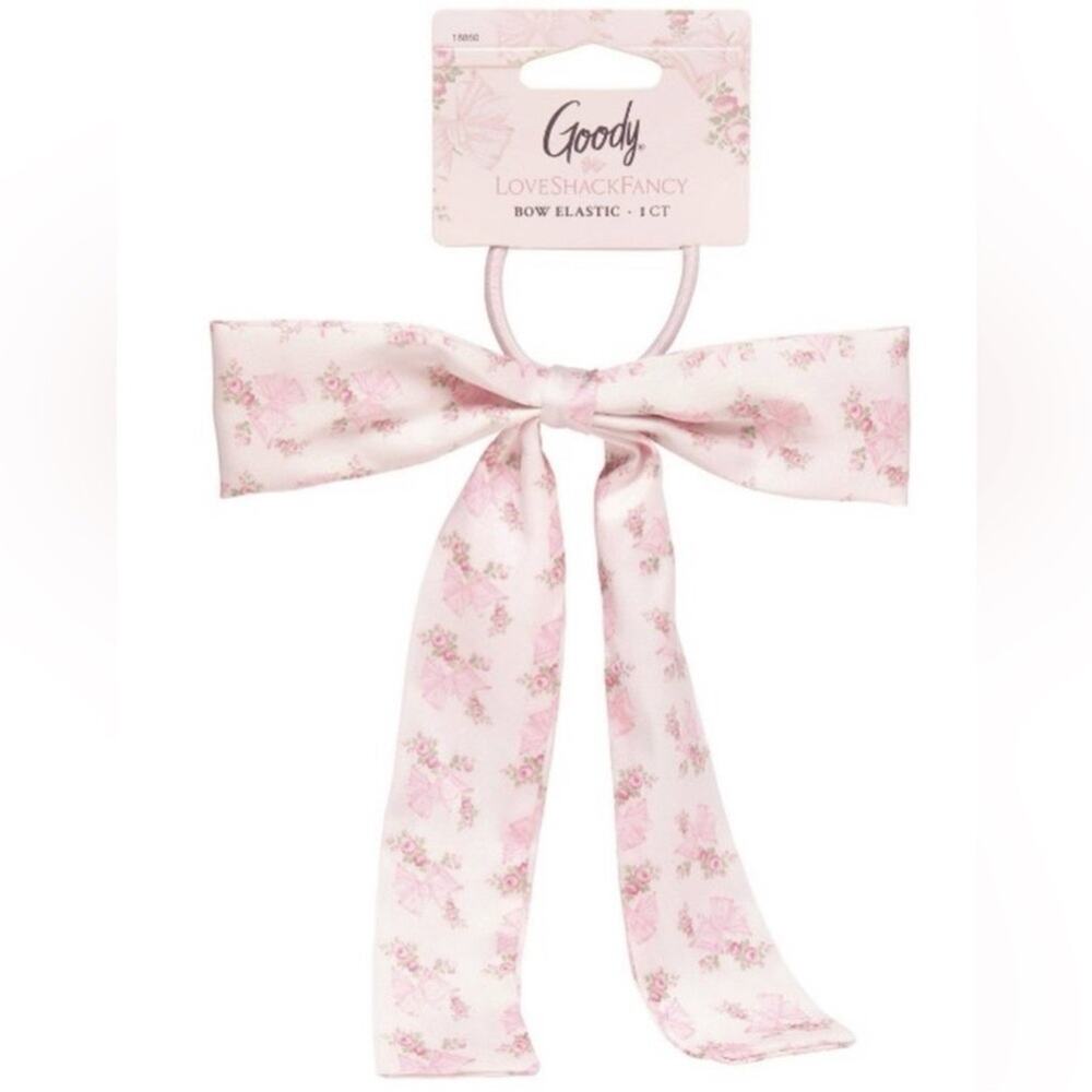 Goody x LoveShackFancy Ruffle Bow Hair Clip Ponytail - Rosa Beaux Floral Pink